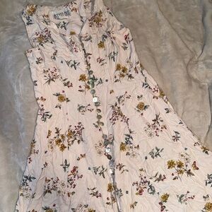 Vintage Floral Midi Dress - Cream and Yellow